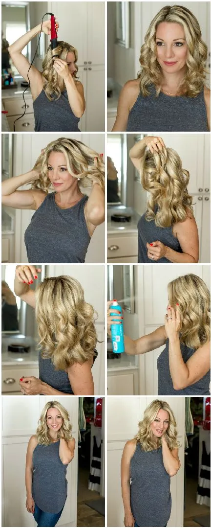 Step by step tutorial with pictures for how to get loose wavy curls in 