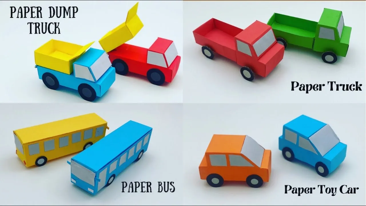 How To Make Paper Toy Vehicles  CAR  TRUCK  BUS  For Kids  Nursery 