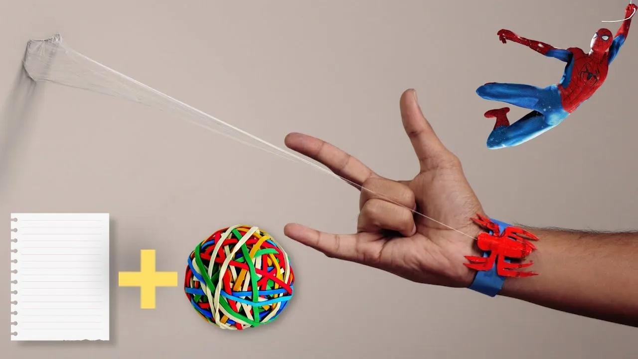 How to make Easy SPIDER MAN Web Shooter With PAPER And RUBBER BAND 