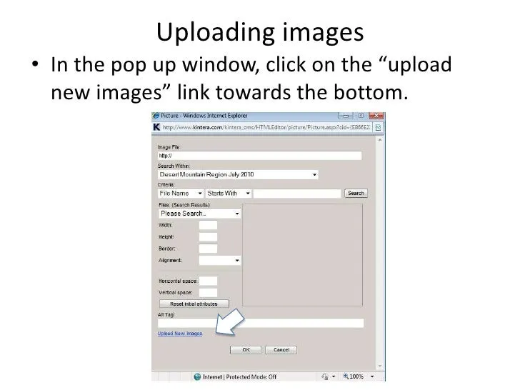 Uploading images to your website