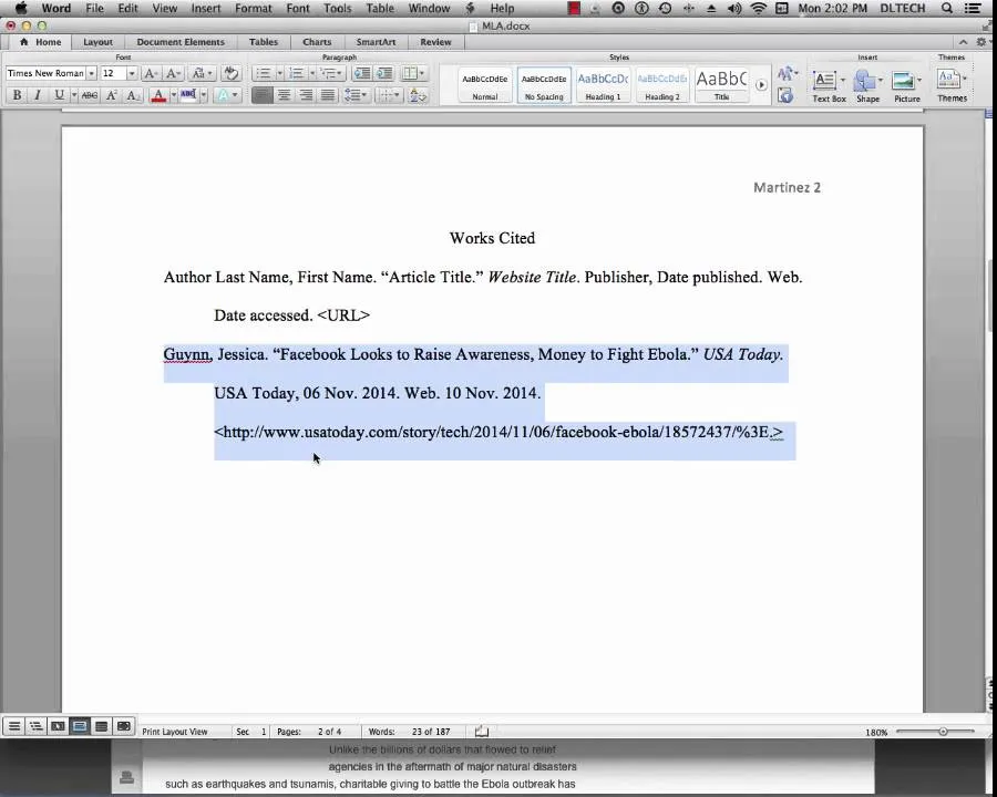 MLA Citation  in Text Citation with Web Source  YouTube