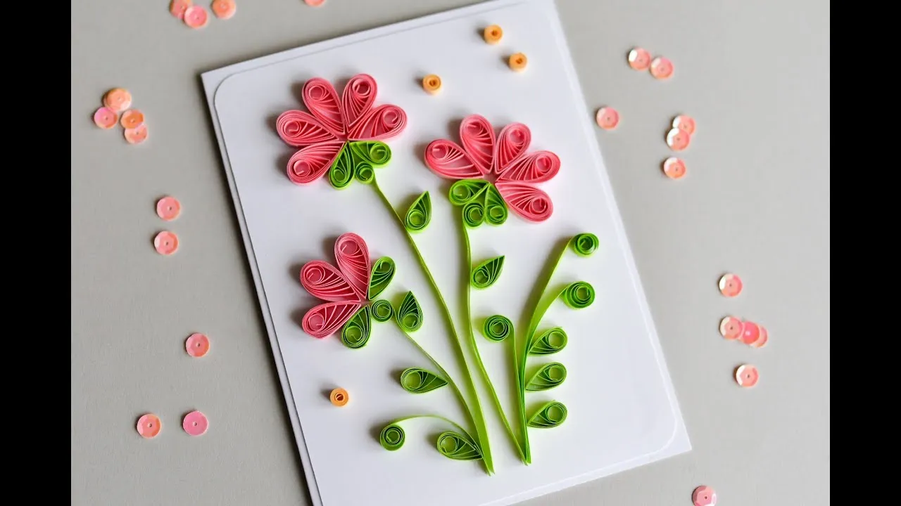 How to Make  Greeting Card Quilling Flowers  Step by Step  Kartka 