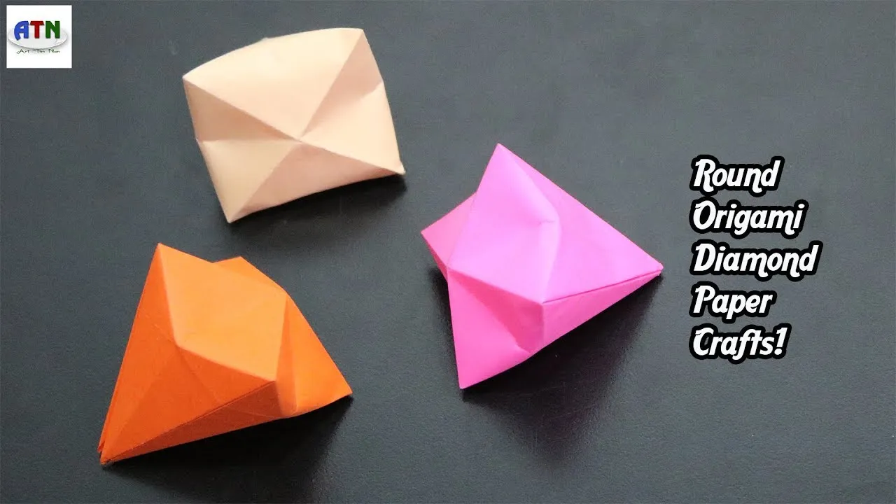 Easy Origami Diamond Instructions  8 Edges Round Origami Diamond 