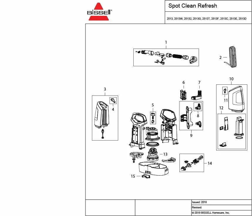 Schematic Parts Book for Bissell Model 2513G Little Green Proheat 
