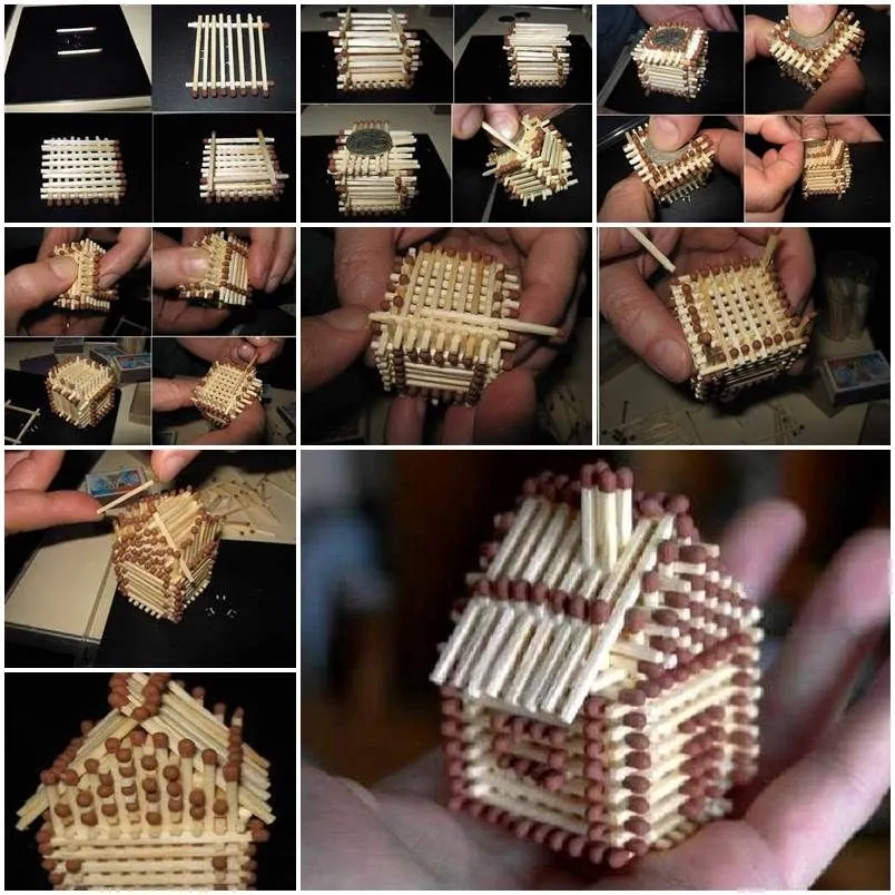 DIY Mini House with Matches  iCreativeIdeascom  Matchstick craft 