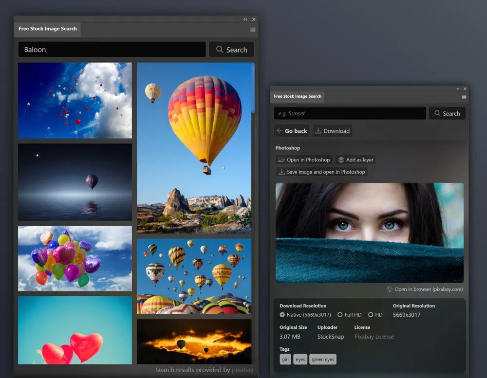 Stock Image Search Extension for Adobe CC