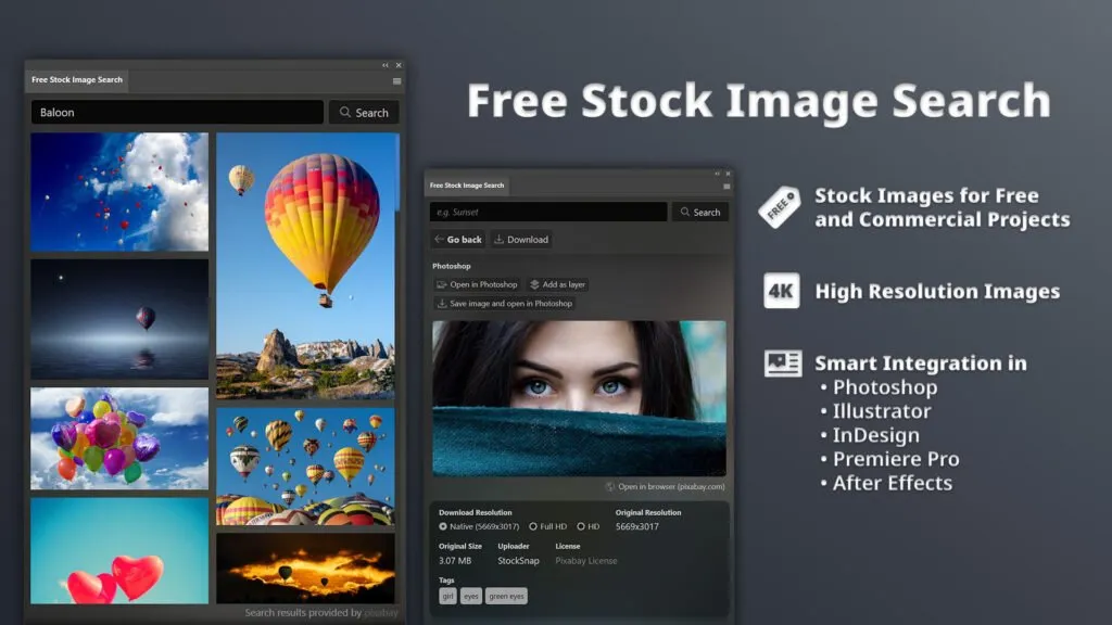 Stock Image Search Extension for Adobe CC