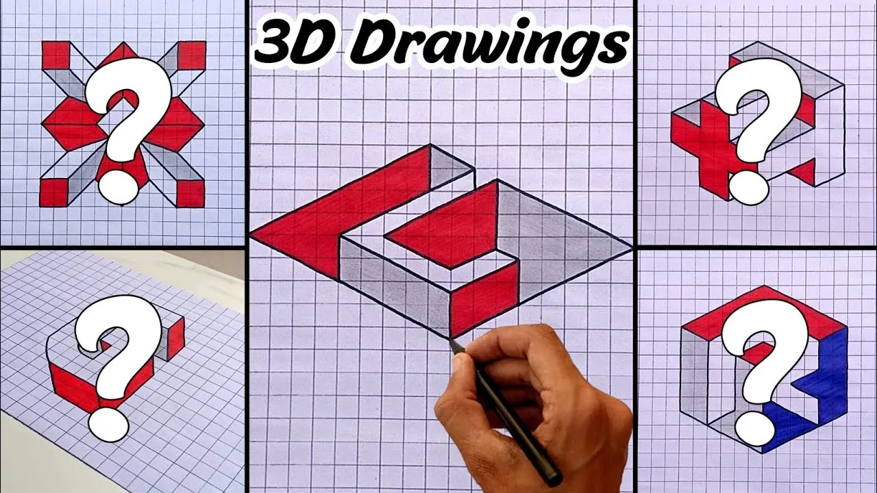 How to Draw 3D Drawing for Beginners  Easy 3D Drawing on Graph Paper 