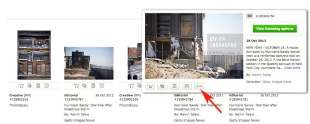 How to embed Getty Images free photos