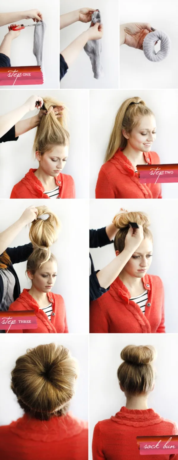 How to make a sock Bun 18 Step by Step Tutorials