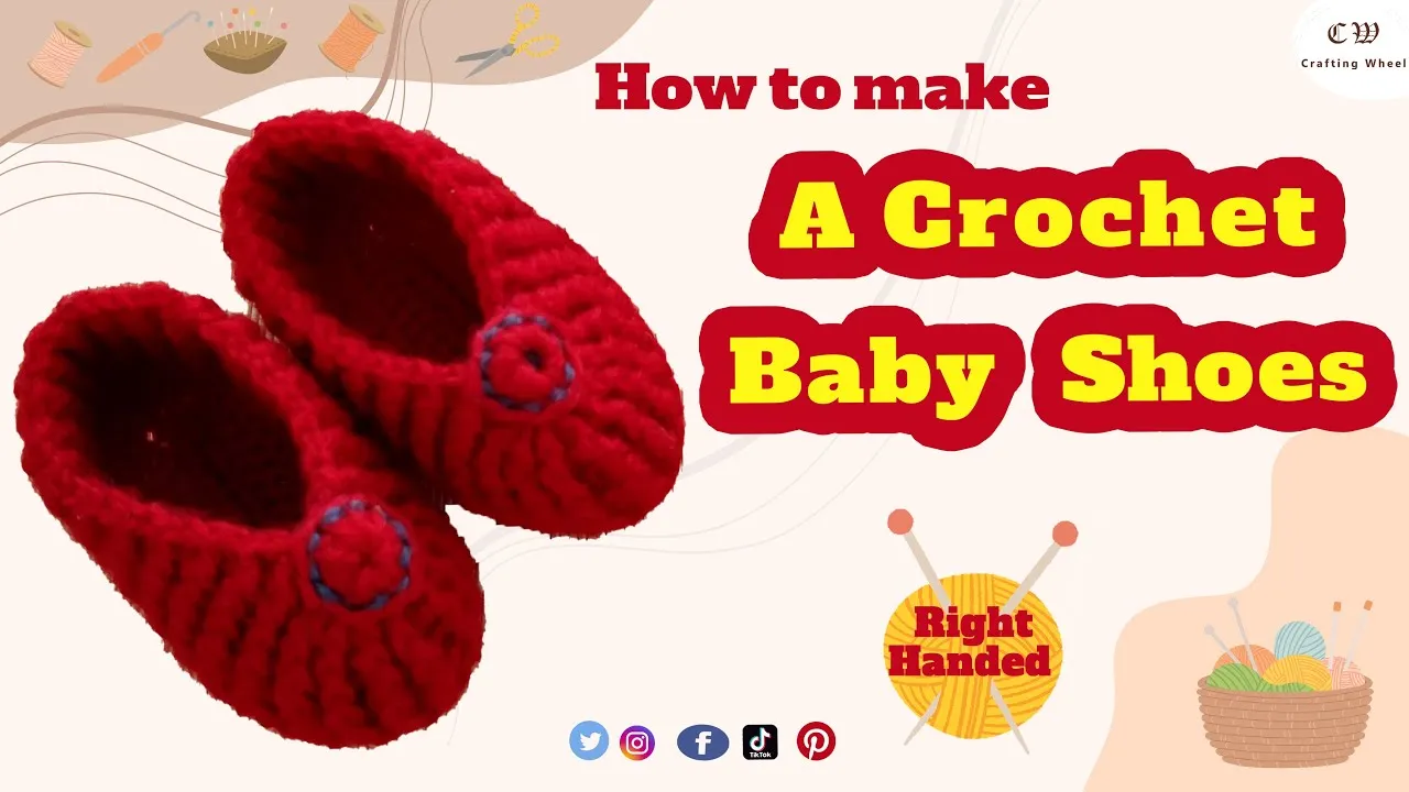 How to make A Crochet Baby Shoes  Right Handed  step by step with the 