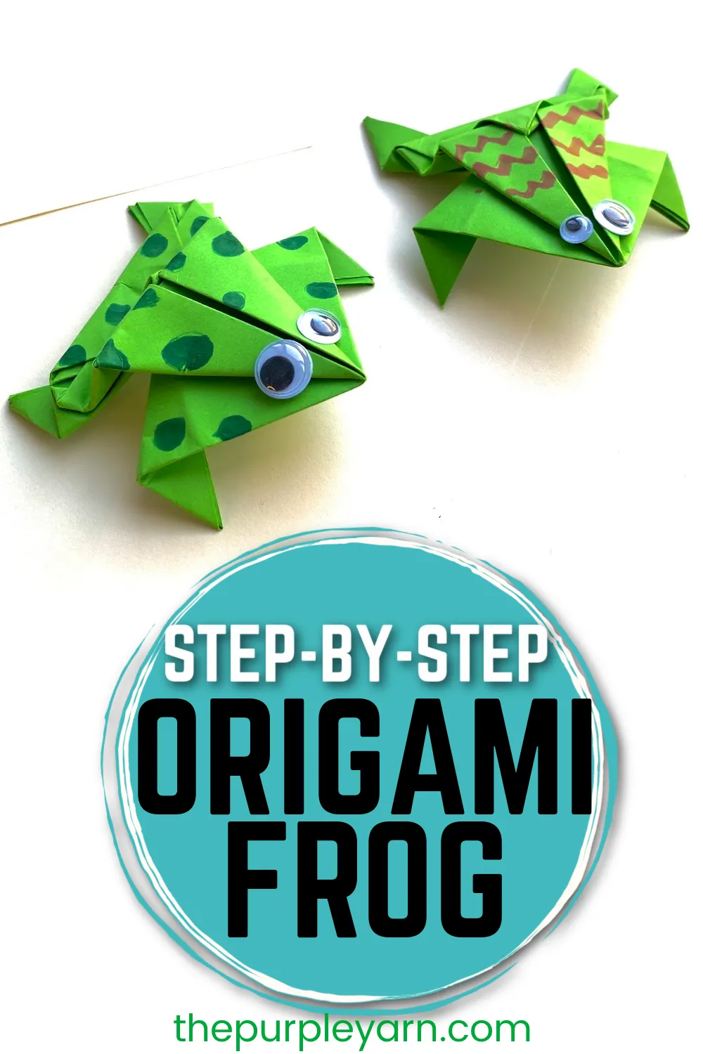 How to make a jumping paper frog  Origami frog Easy origami for kids 