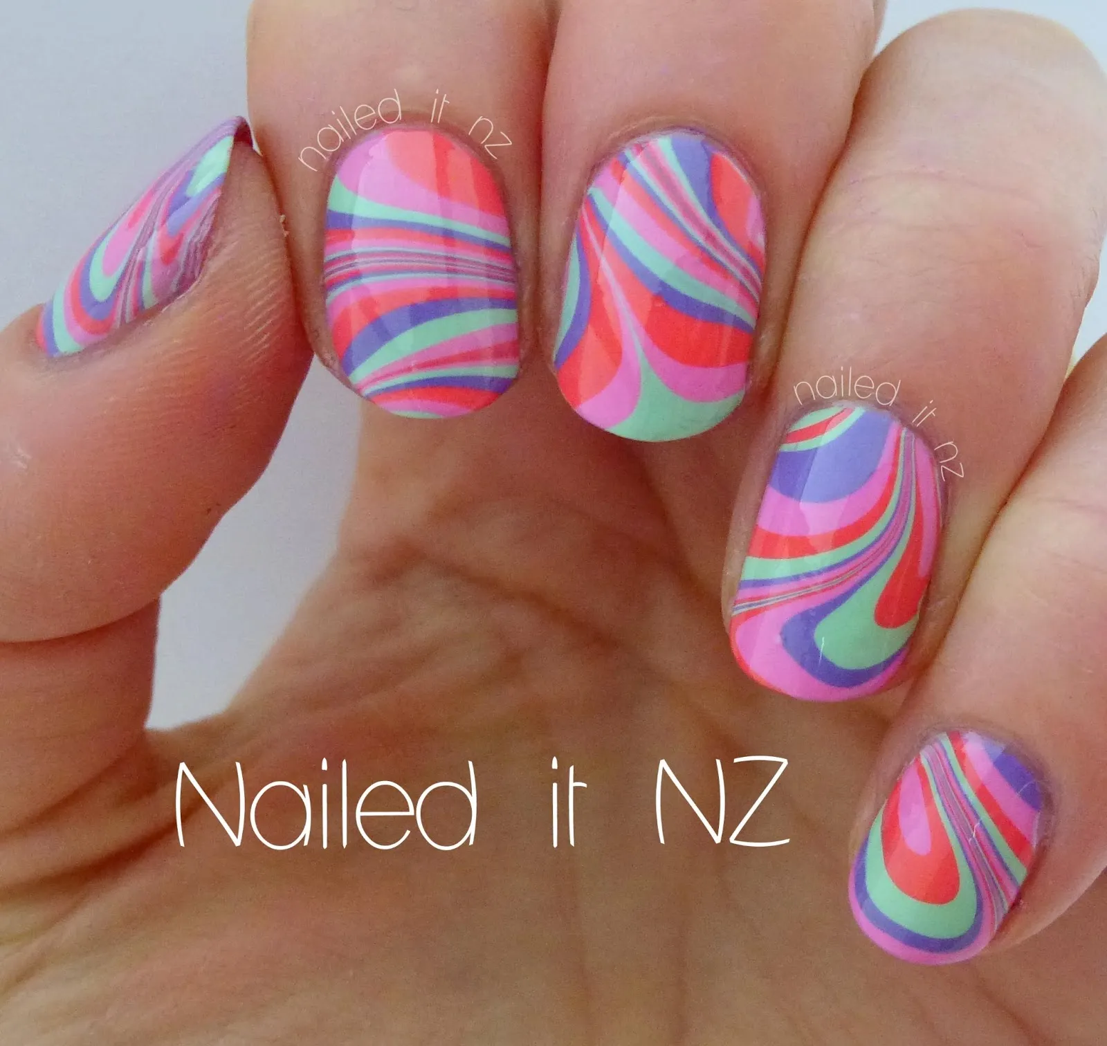 Water marble nail art tutorial