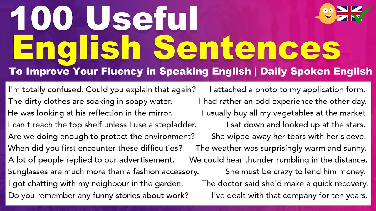 100 Useful English Sentences To Improve Your Fluency in Speaking 