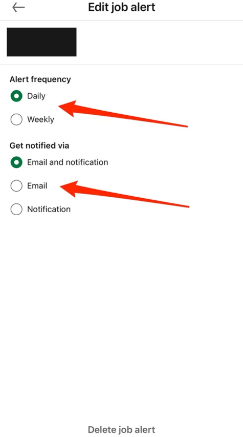 LinkedIn How to Edit a Job Alert