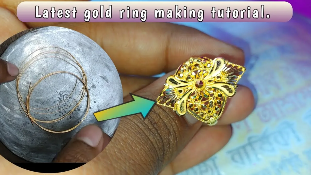 How to make gold ring  Gold ring making tutorial  Handmade gold 