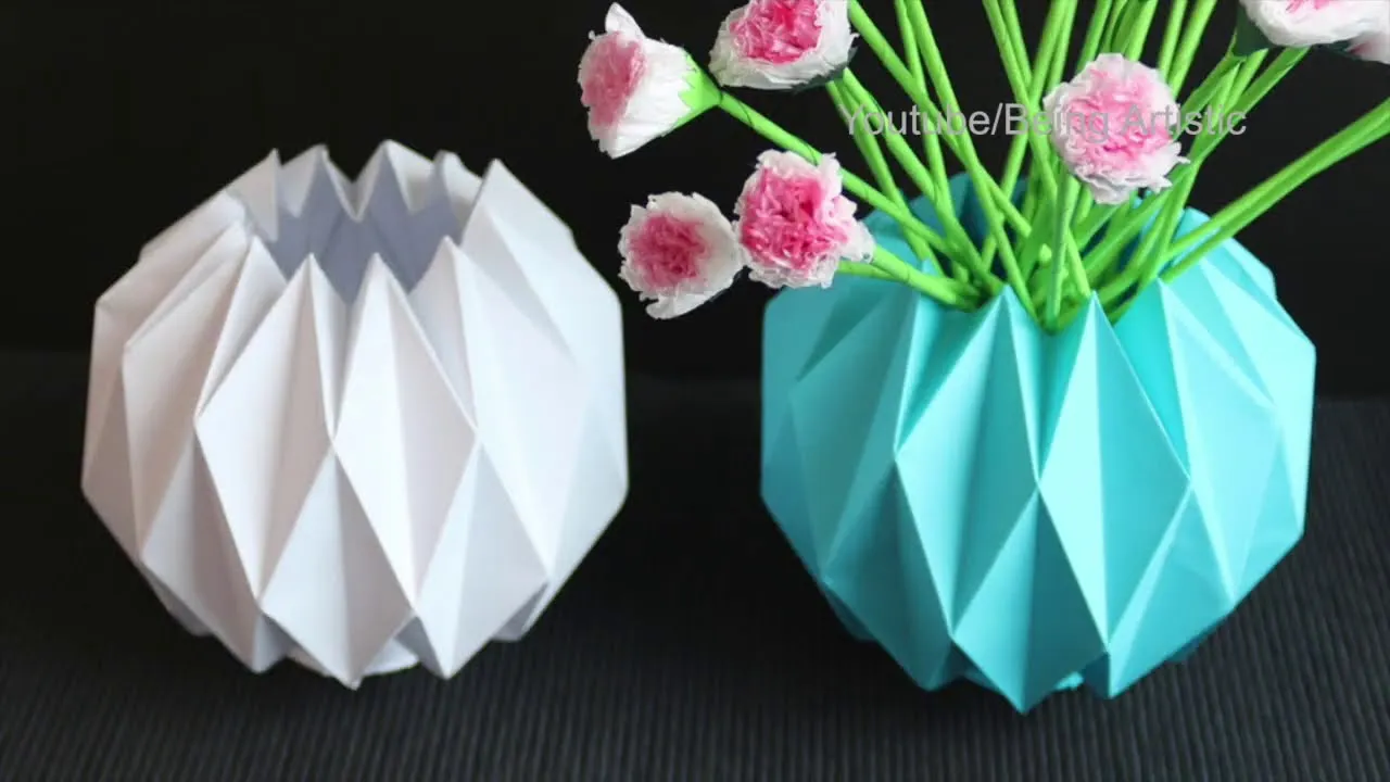 Origami Paper Folding Flower Vase  Best Flower Site