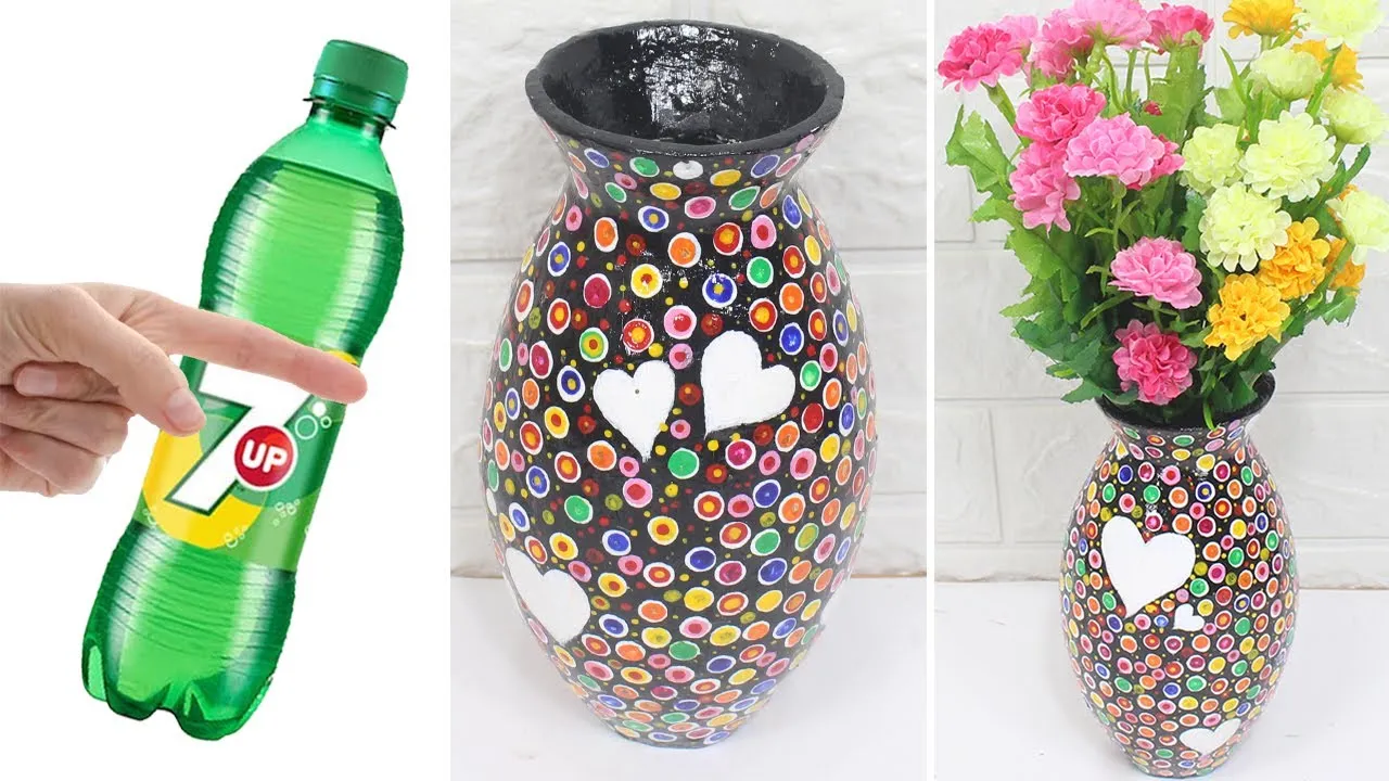 Beautiful and easy flower vase from plastic bottle and plaster  YouTube