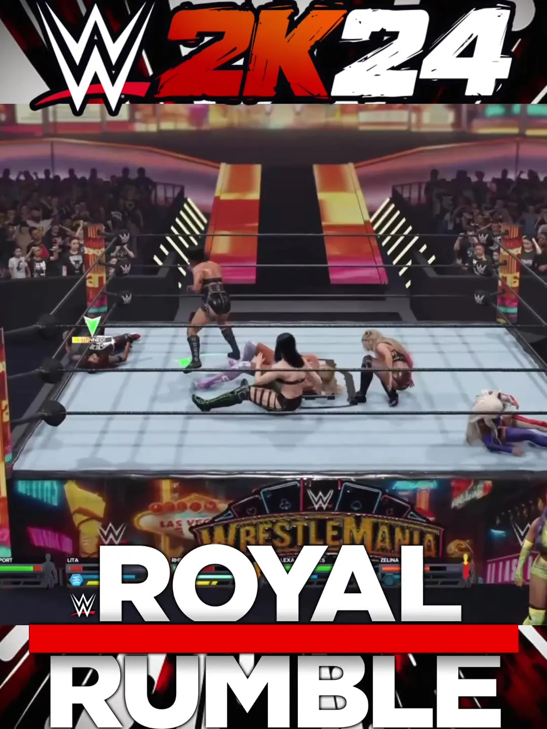 WWE 2K24 Rhea Ripley wins the royal rumble La knight vs Damien priest