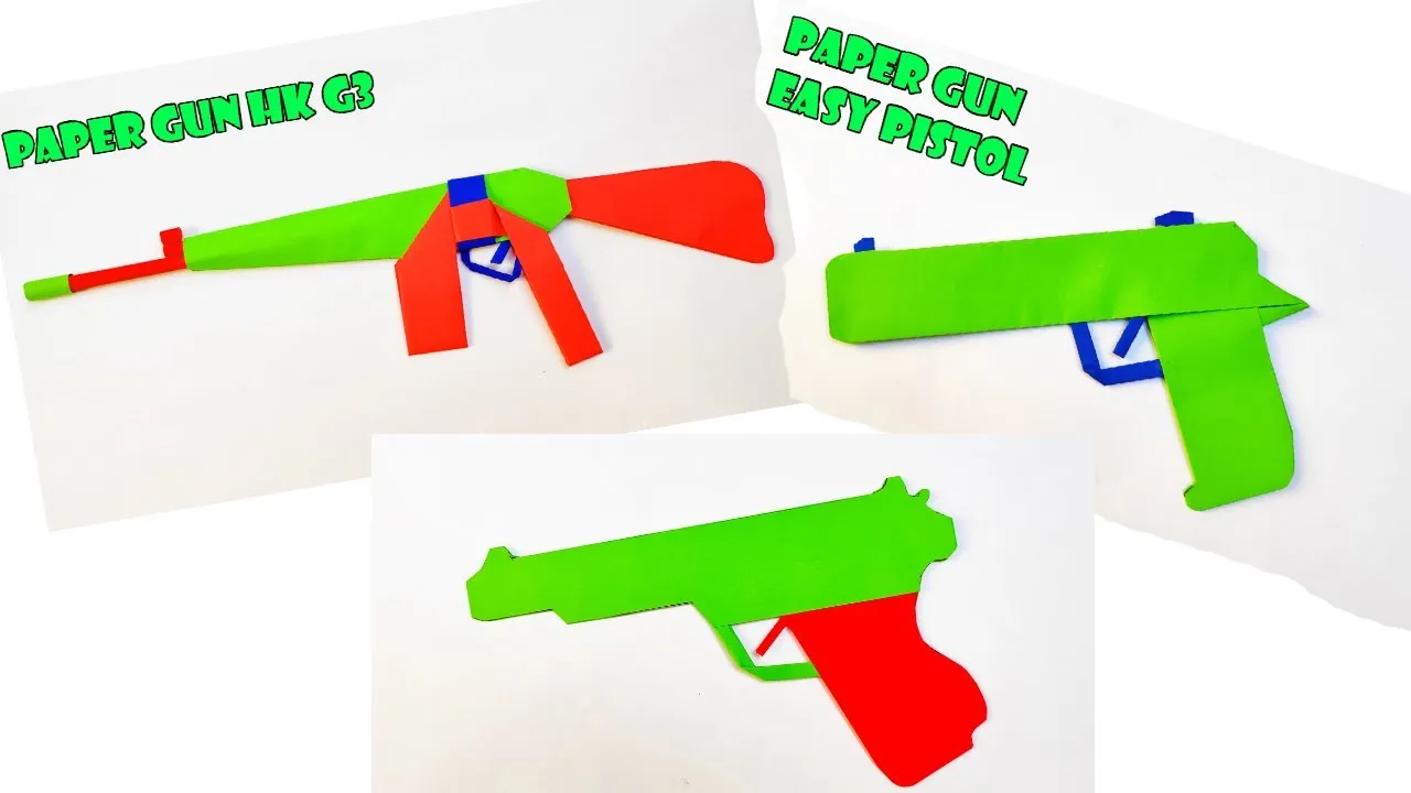 Top 3 paper gun  how to make a paper gun easy and fast  Origami gun 