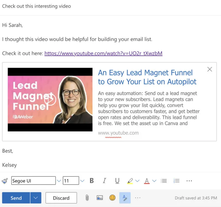 How to embed a YouTube video in an email stepbystep guide  AWeber