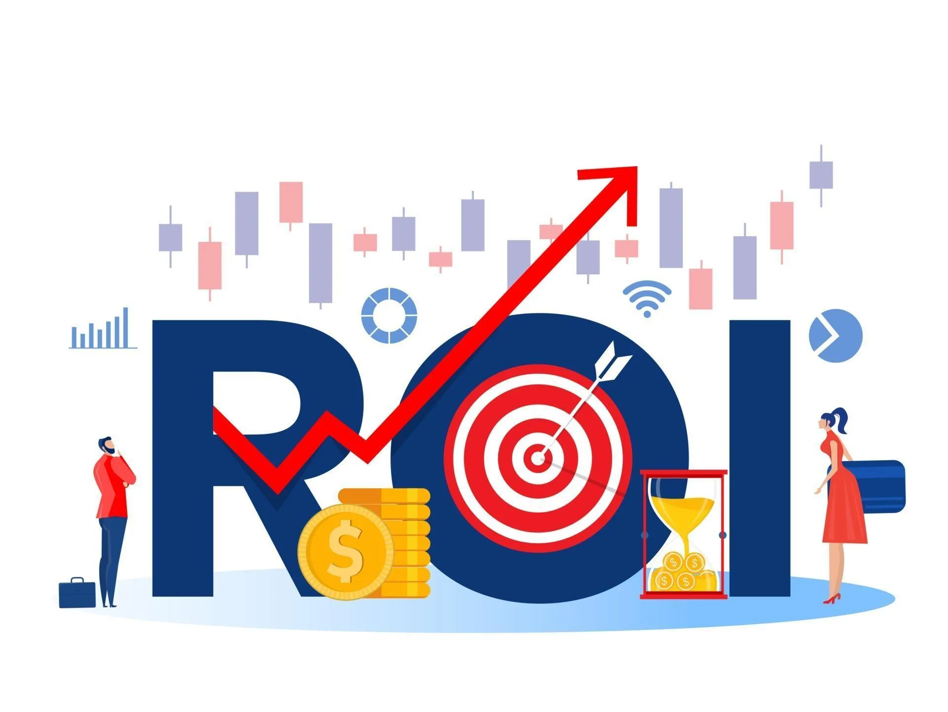 Return on Investment ROI Market and Finance Growth Marketing Profit 