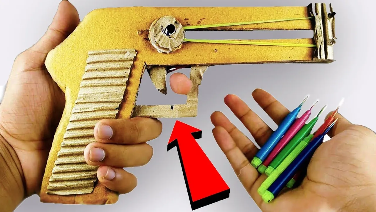 How to make toy gun pistol from cardboard   YouTube