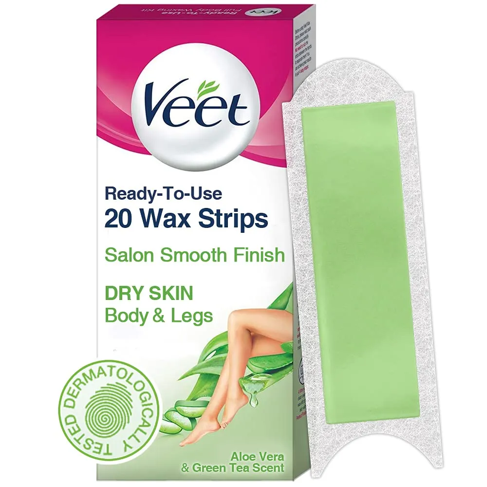 Veet Instant Waxing Kit for Dry Skin 20 strips  Cold Gel Wax Hair 