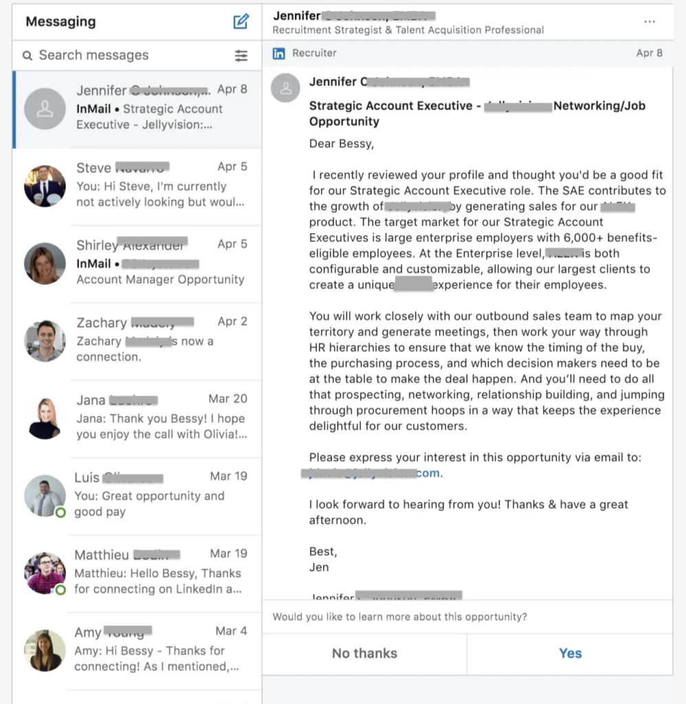 Linkedin Recruiting Message Template