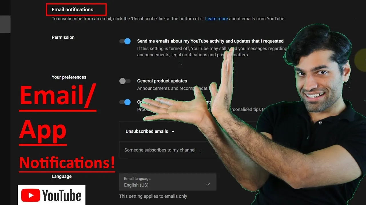 How to turn ON YouTube notification on YouTube and OFF in Gmail  YouTube