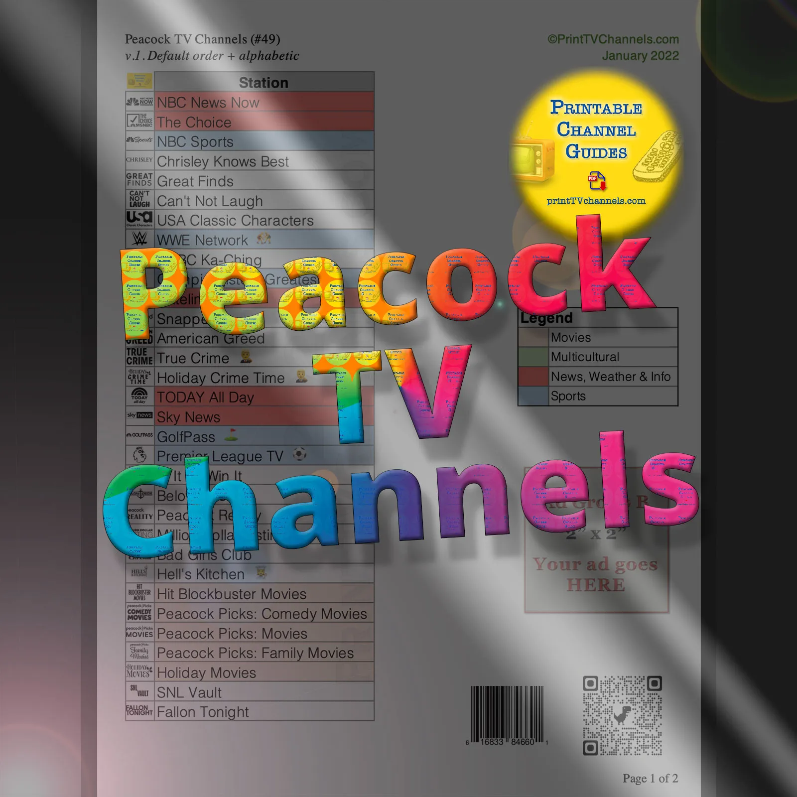 Peacock TV Channels List  Printable TV Channel Guides