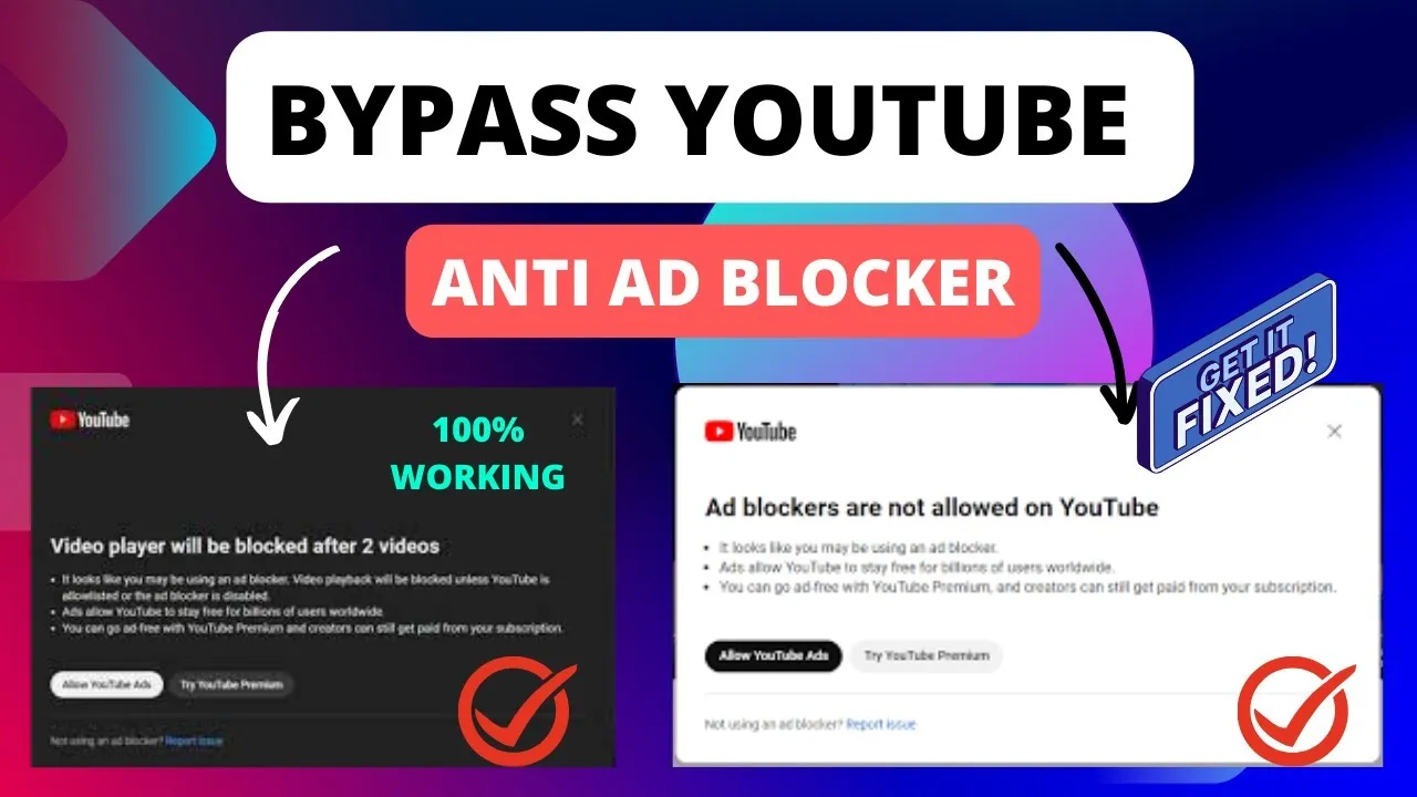 How to Fix and Bypass Youtube Anti Ad Blocker  Bypass Youtube Adblock 