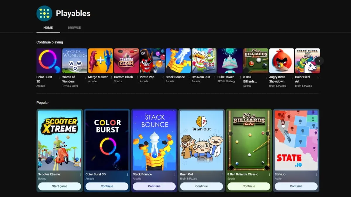 YouTube introduces Playables for premium subscribers