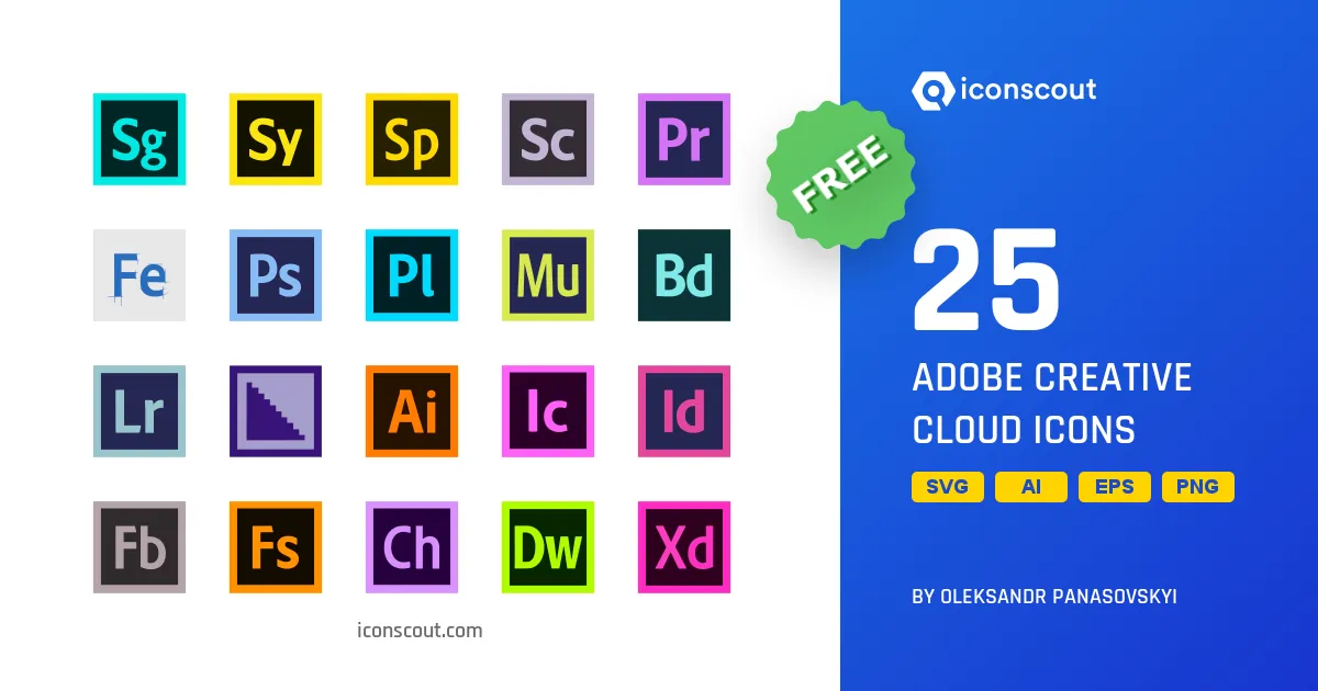 Free Adobe Creative Cloud Icon Pack  25 Free Download Design 