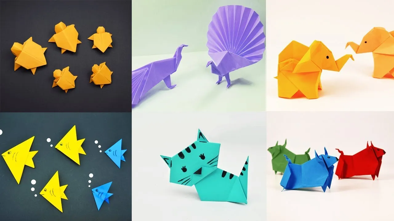 6 EASY ORIGAMI ANIMALS  PAPER CRAFTS FOR KIDS  Paper Animals Crafts 