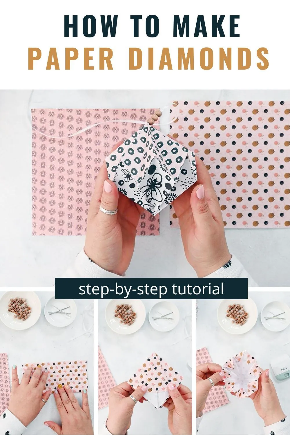 How to make paper diamonds easy paper ornaments  Kin and Tonic 