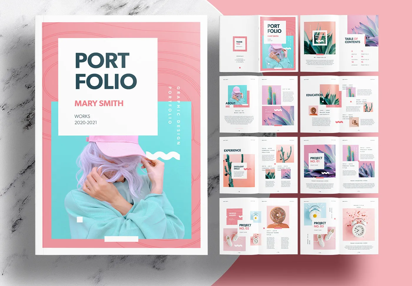 Editorial Pink Portfolio Layout Template  Behance