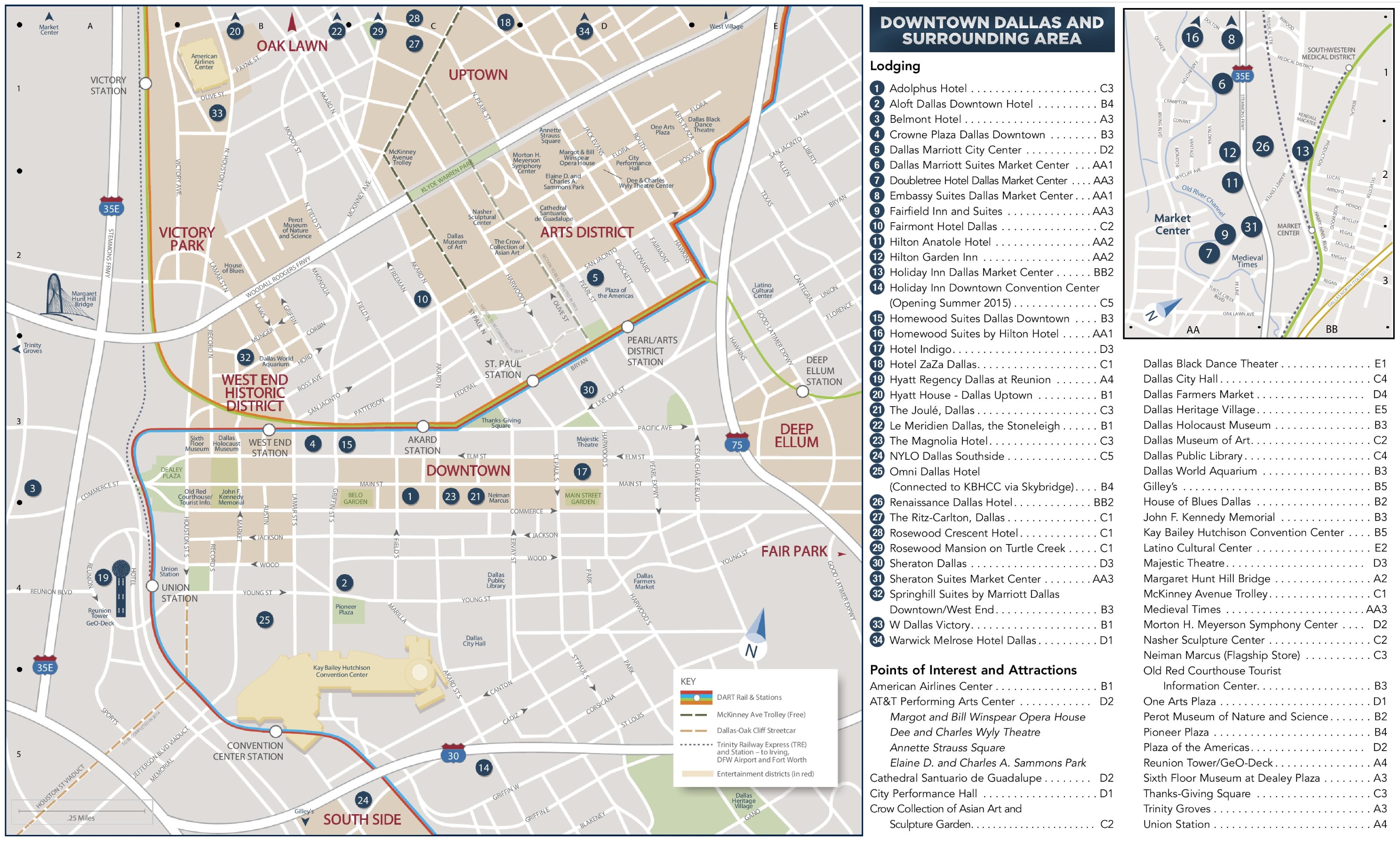 Dallas Hotels and Tourist Attractions Map