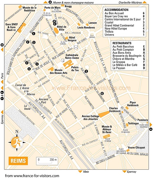Top Tourist Attraction And Places Map Of Reims France Tourist Places 