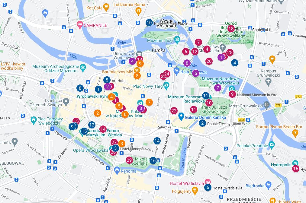 Top Tourist Attraction And Places Map Of Wroclaw Poland Tourist 