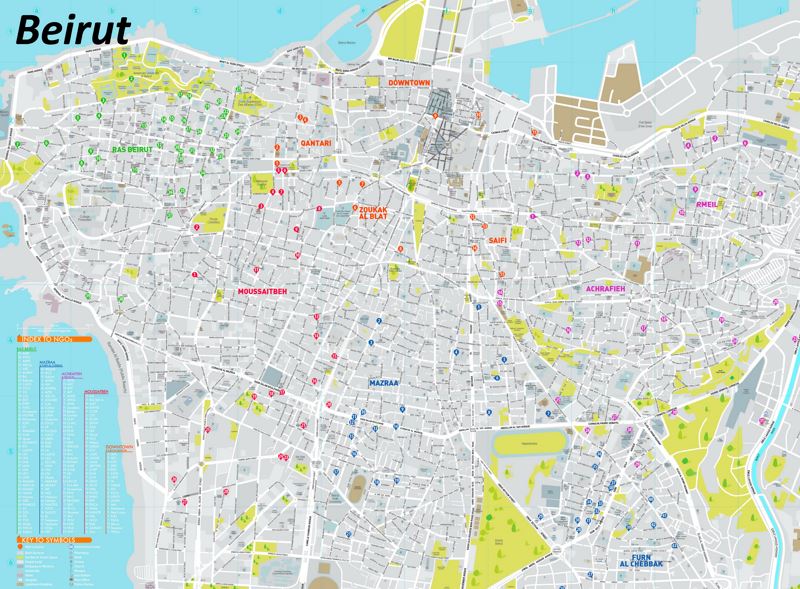 Top Tourist Attraction And Places Map Of Beirut Lebanon Tourist 