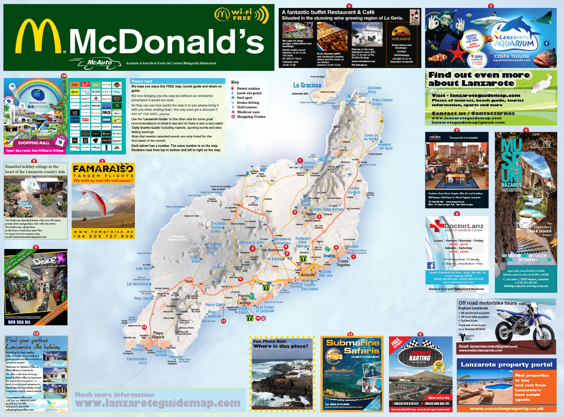 Top Tourist Attraction And Places Map Of Lanzarote Spain Tourist 