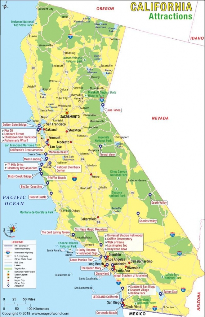 Map of Tourist Attractions in California
