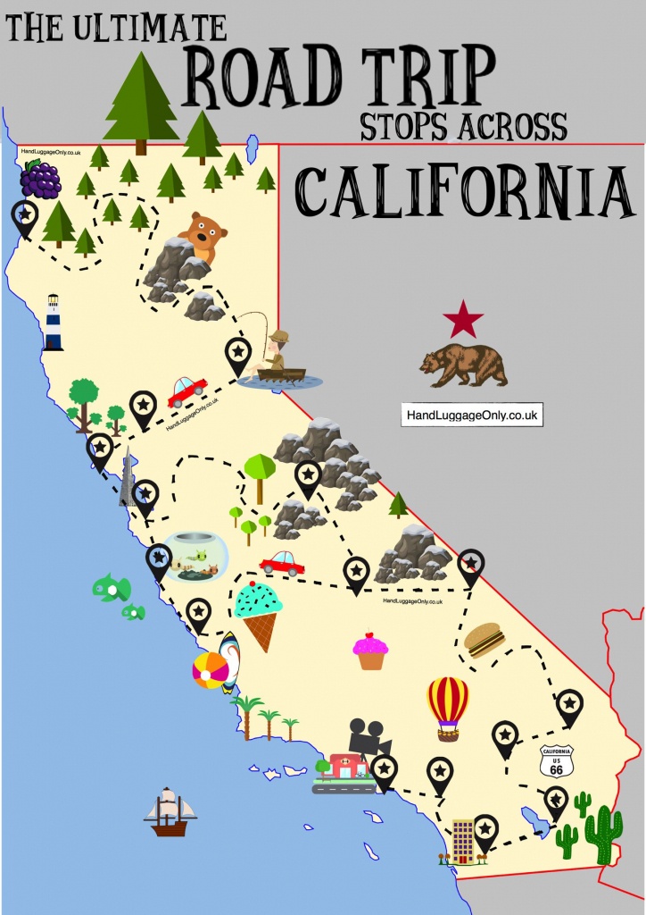 Top Tourist Attractions and Places Map of California, USA