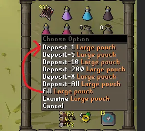 Left click fill rune pouches with new bank feature  Issue 5668 