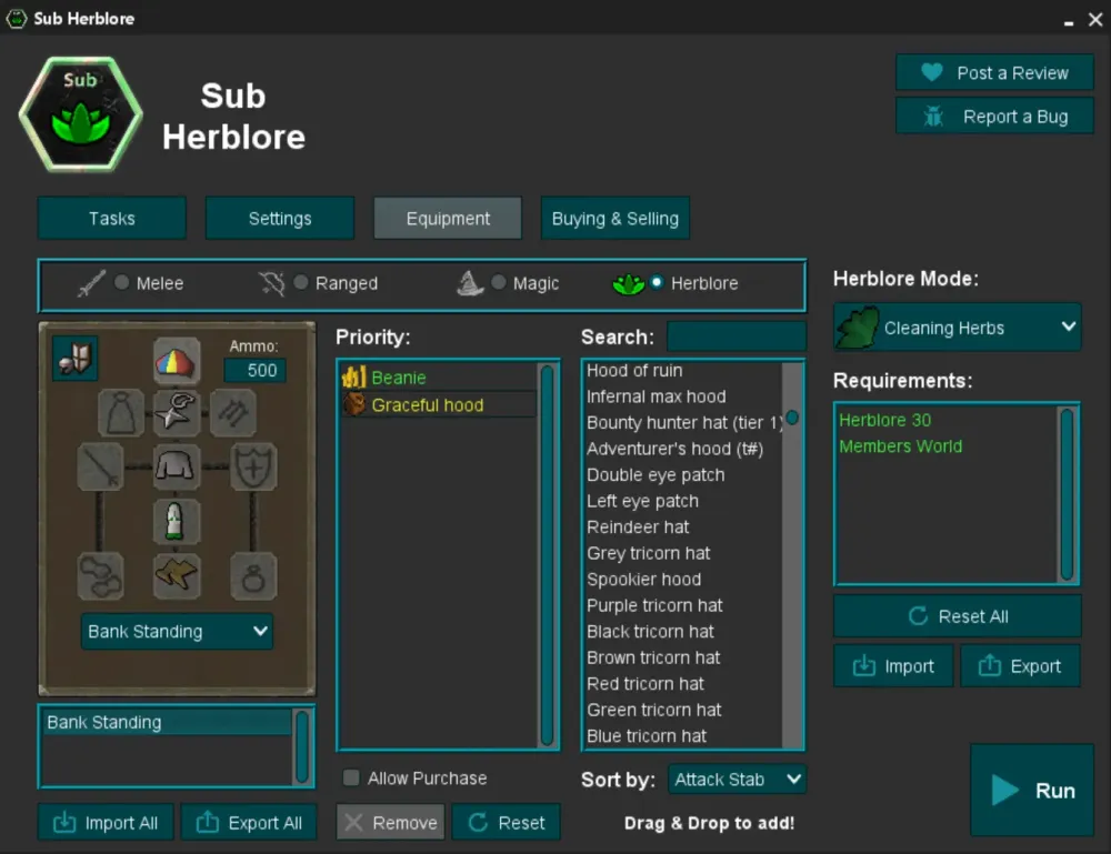 Sub Herblore ALL potions ALL herbs ALL tars up to 500k GPh 