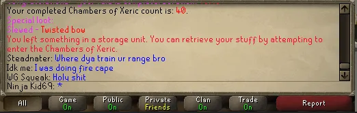 Chambers of Xerics drop log