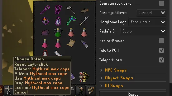 Menu entry swapper overrides manual left click wear settings  Issue 