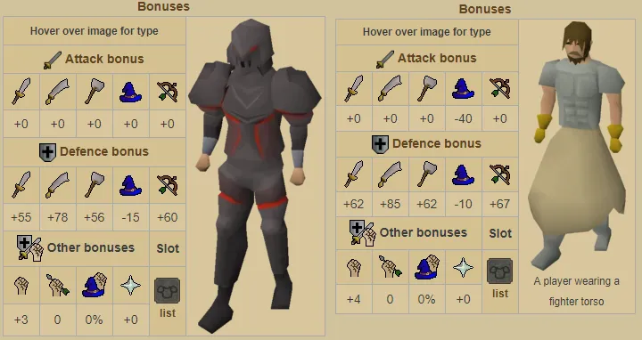 Obsidian 60 def vs torso 40 def broken  r2007scape