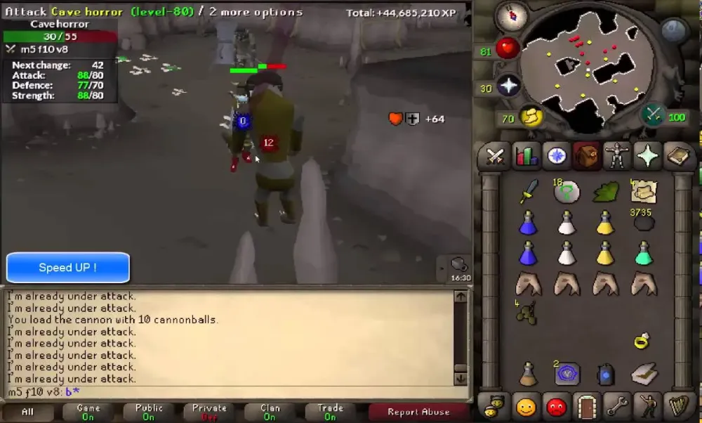 OsRs cave horrors guide with mele and cannon without prayer loot from 